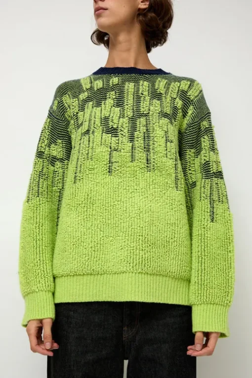 Pile Jacquard Sweater in Wasabi