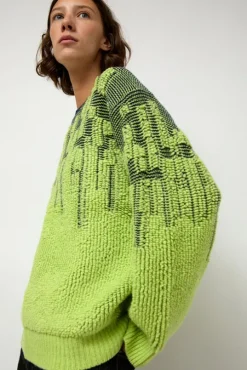 Pile Jacquard Sweater in Wasabi