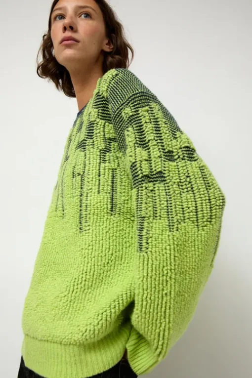 Pile Jacquard Sweater in Wasabi