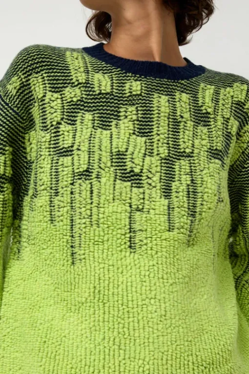 Pile Jacquard Sweater in Wasabi