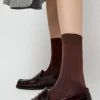 Pinstripe Viscose Socks in Caramel