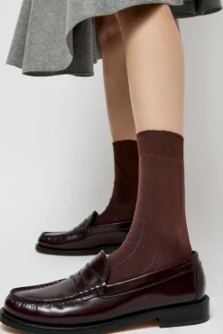 Pinstripe Viscose Socks in Caramel