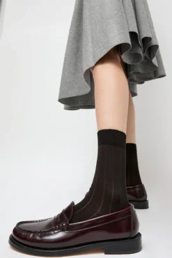Pinstripe Viscose Socks in Dark Brown