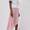 Pleated Asymmetric Skirt in Pink