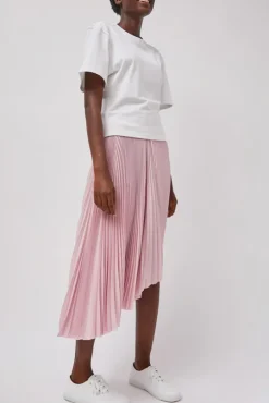 Pleated Asymmetric Skirt in Pink