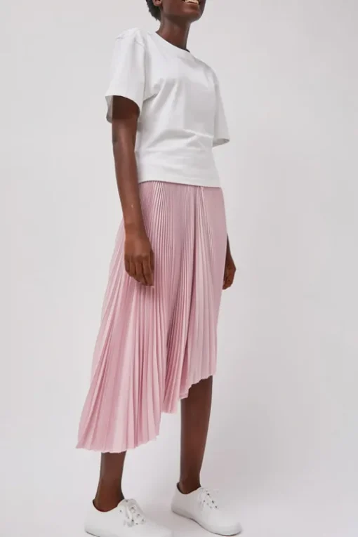 Pleated Asymmetric Skirt in Pink
