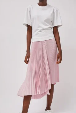 Pleated Asymmetric Skirt in Pink