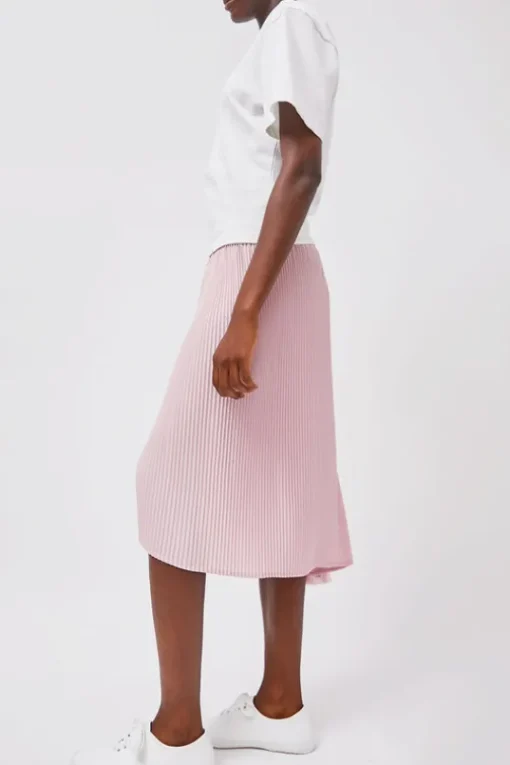 Pleated Asymmetric Skirt in Pink
