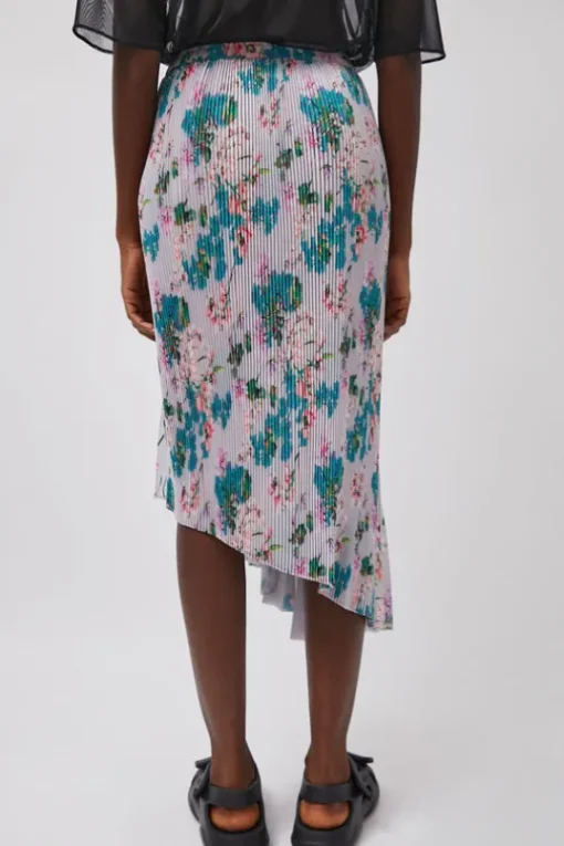 Pleated Asymmetric Skirt in Floral