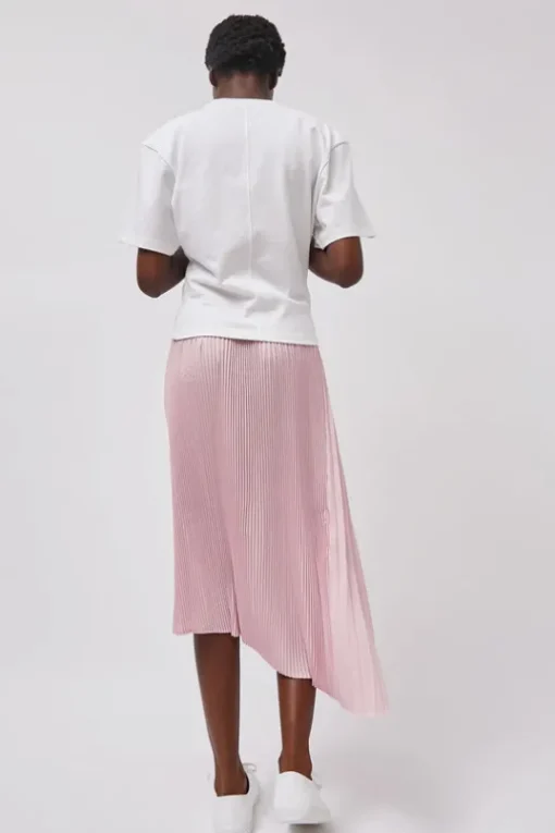 Pleated Asymmetric Skirt in Pink