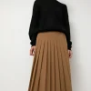 Pleated Wrap Skirt in Khaki