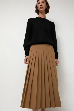 Pleated Wrap Skirt in Khaki