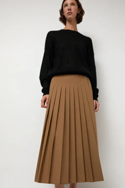 Pleated Wrap Skirt in Khaki