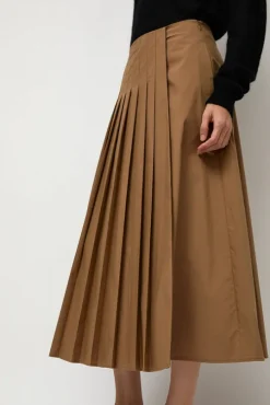 Pleated Wrap Skirt in Khaki