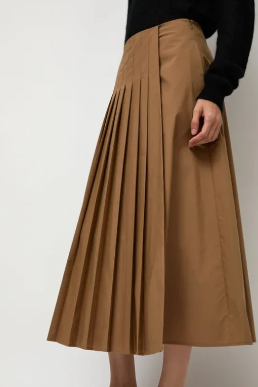 Pleated Wrap Skirt in Khaki