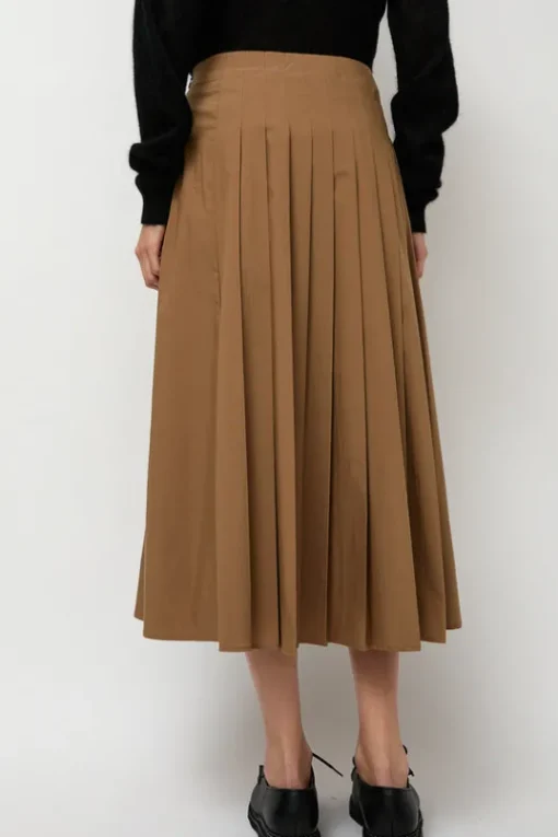 Pleated Wrap Skirt in Khaki