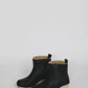 5" Pull On Shearling Clog Boot on Mid Heel in Ink Aviator