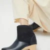 5" Pull on Shearling Clog Boot on High Heel in Navy and Night
