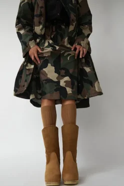 9" Pull On Shearling Clog Boot on High Heel in Copper