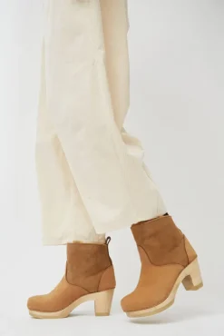 5" Pull on Shearling Clog Boot on High Heel in Copper