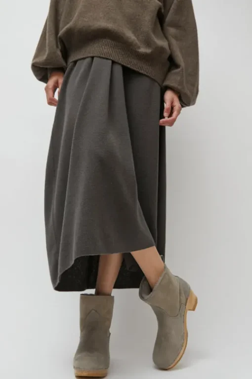 5" Pull on Shearling Clog Boot on Mid Heel in Mist