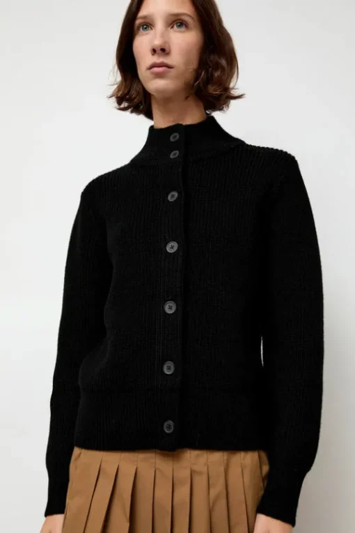 Raw Blouson Cardigan in Black