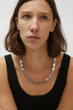 Rectangle Chain Link Necklace in Silver