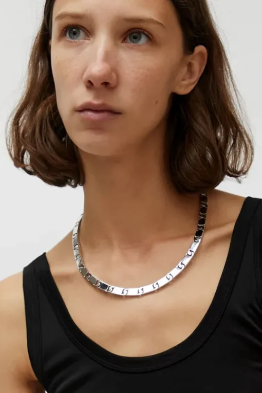 Rectangle Chain Link Necklace in Silver