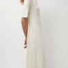 Rib Henley Dress in Bone