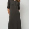 Rib Henley Dress in Coal