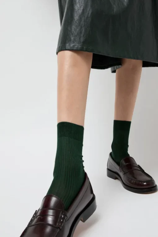 Ribbed Ankle Socks in Cipresso