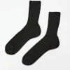Ribbed Ankle Socks in Nero