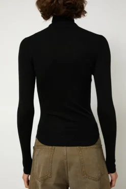 Ribbed High Neck in Black