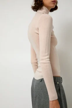 Ribbed High Neck in Blush