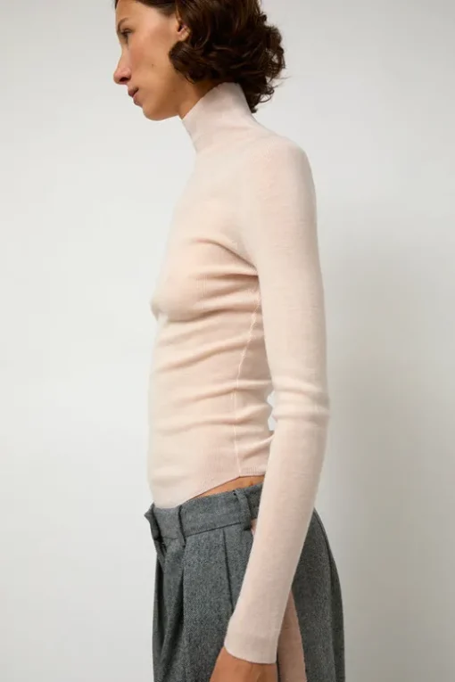 Ribbed High Neck in Blush