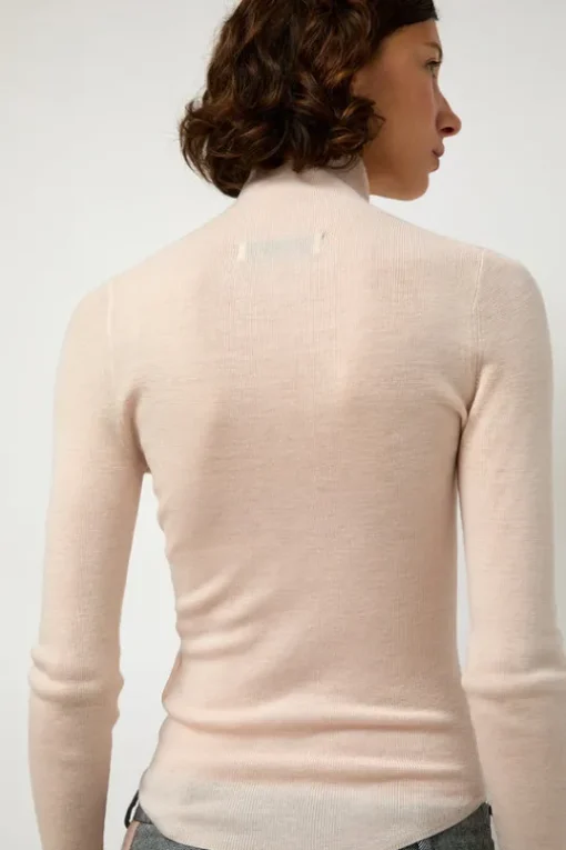 Ribbed High Neck in Blush