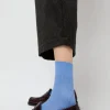 Ribbed Mid Calf Bio Cotton Socks in Blu Reale