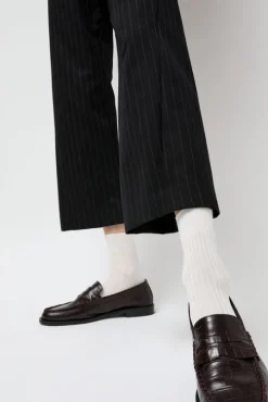 Ribbed Mid Calf Bio Cotton Socks in Off White