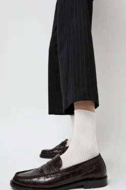Ribbed Mid Calf Bio Cotton Socks in Off White