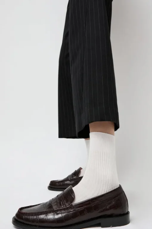 Ribbed Mid Calf Bio Cotton Socks in Off White