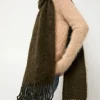 Ribbed Mohair Scarf in Olive