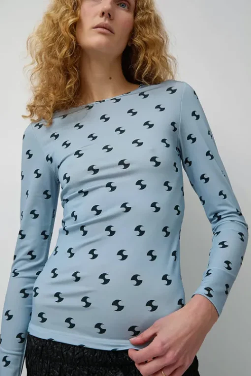 Sara Lycra Top in Blue and Black