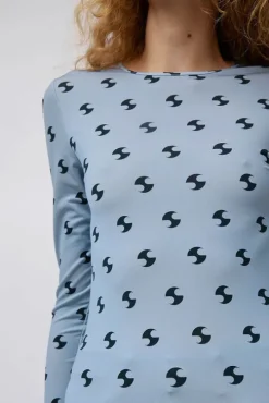 Sara Lycra Top in Blue and Black