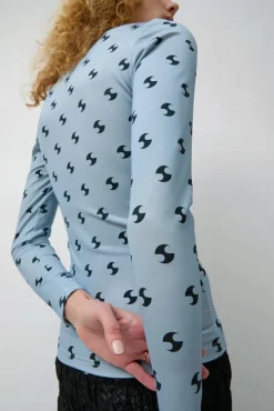 Sara Lycra Top in Blue and Black