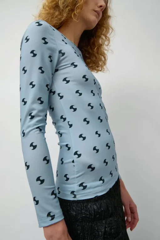 Sara Lycra Top in Blue and Black