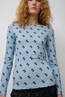 Sara Lycra Top in Blue and Black