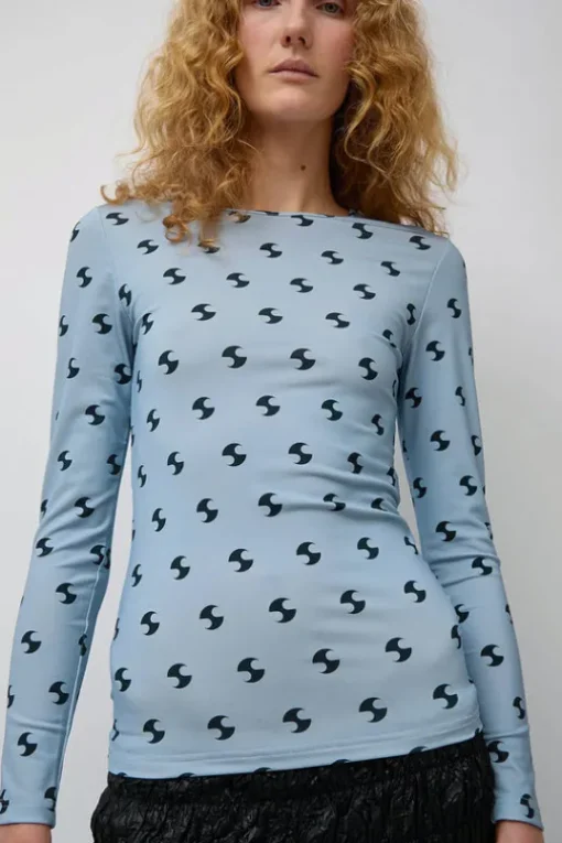 Sara Lycra Top in Blue and Black
