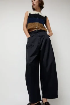 Satin Curved Pants in Night