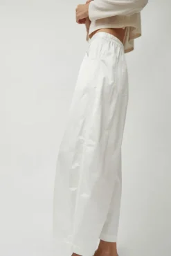 Satin Curved Pants in White