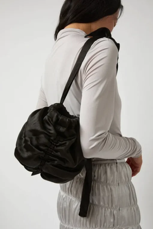 Satin Mini Ball Bag in Black